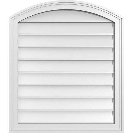 Ekena Millwork Arch Top Surface Mount PVC Gable Vent: Functional, w/ 2"W x 1-1/2"P Brickmould Frame, 26"W x 30"H GVPAR26X3002SF